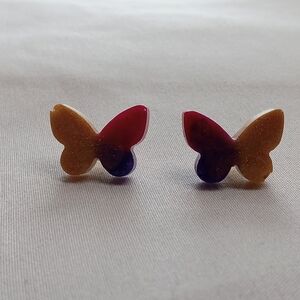 Handcrafted Butterfly Earrings - Pink, Gold, and Purple